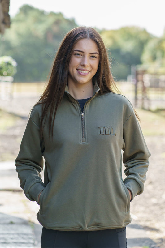 Cosy Quarter Zip Jumper Olive Green
