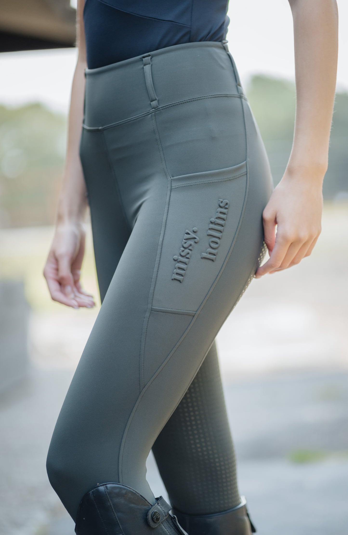 Full Seat Grip Leggings Moss Green