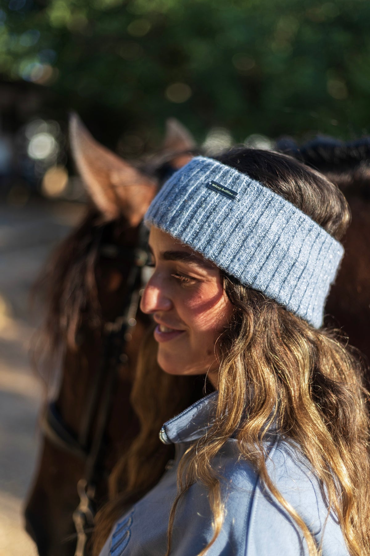 Glimmer Knit Headband Cornflower Blue