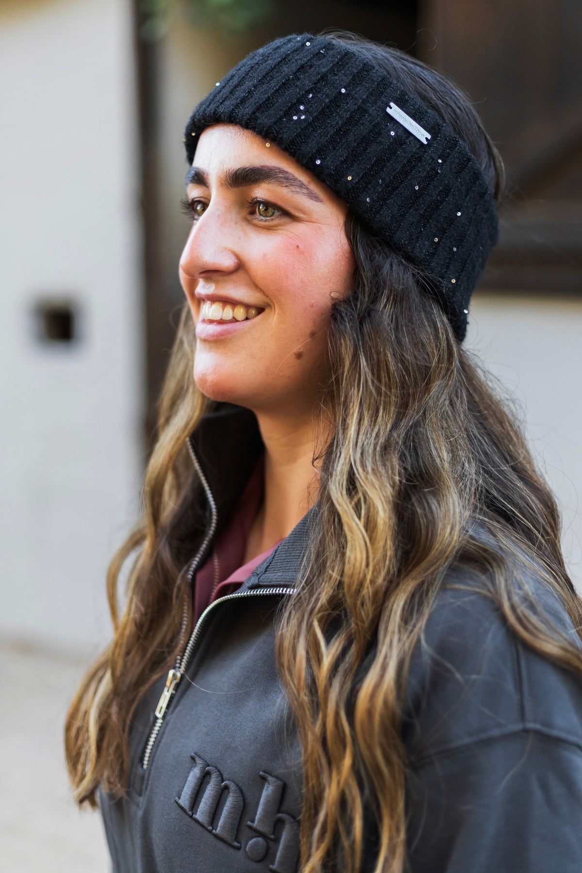 Glimmer Knit Headband Shadow Black